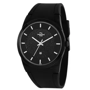 Maxima Plastic Attivo Collection Analog Watch for Men 50800Pagb, Black Dial, Black Band