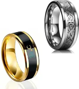 Women Combo Silver Dragon & Gold Smart Temperature Ring (IR434)