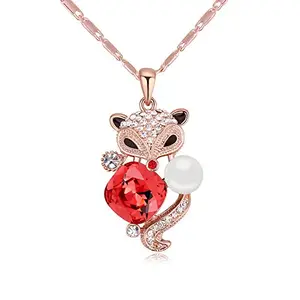 Hot And Bold Red Swarovski Crystals Diamond Pendant Necklace for Women's