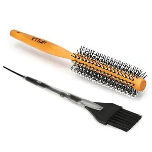 Nfilla Go Well Kacchi Neem Comb, Wooden Comb |Hair Growth, Hairfall, Dandruff Control |Hair Straightening, Frizz Control |Comb For Men, Women |Treated With Oil (All Combo) & Professional hair Dye Brush
