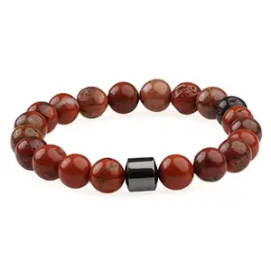 THE MEN THING Mens Azurite Volcanic - Beads Bracelet With Natural Stone - 7 Inch Stretch Bracelet