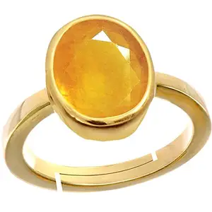 JAGDAMBA GEMS Yellow Sapphire Pukhraj 4.00 Carat 5.25 Ratti Ratti Stone Panchdhatu Adjustable Ring for Men