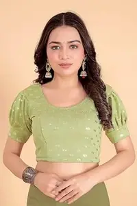 APPERA "WEAR TO SHINE" APPERA Gota Patti Readymade Short Sleeve Ethnic Saree Blouse | Round Neck Designer Blouse for Women