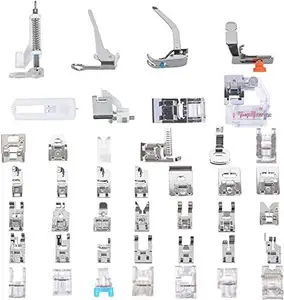 QUTEX Set of 42 Professional Sewing Machine Presser Feet - Complete Collection for Home & Industrial Machines Silver Kit