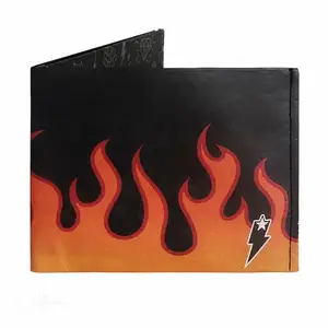 Supervek Lit Flames Fire Paper Slim Wallet - Anime Tattoo Art Streetwear Stitched Bifold Mens Wallet - Men's Credit Card Holder Purse Wallets, Gifts for Him Boys Gents - RFID Blocking