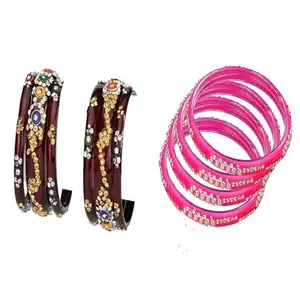 Somil Elegant Combo Bangles For Women & Girls | Stylish Bangles Set For Everyday & Functions, Pack Of 10, Maroon, Pink -B511