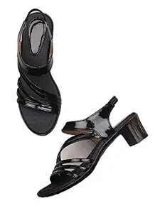 WalkTrendy Womens Synthetic Black Sandals With Block Heels - 3 UK (Wtwhs20_Black_36)