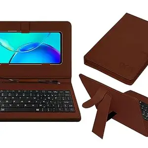 ACM Keyboard Case Compatible with Vivo Y27 Mobile Flip Cover Stand Direct Plug & Play Device for Study & Gaming Brown