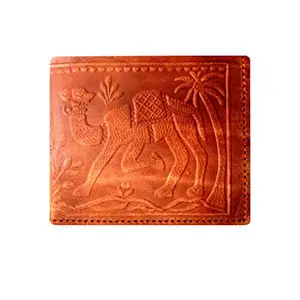 LYONIC Rajasthani Jaipuri Hand Crafted Contacts Pure Leather Wallet Men's Wallet(100% Pure Leather Color - Brown)