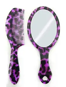 SIYAA Mirror And Comb For Hair Styling, Hair Brush With Mirror Set For Men And Women, Purple, 15 Gram, Pack Of 1