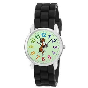 BigOwl Kids Cute Cartoons Silicone Black Strap Time Teacher Wrist Watch