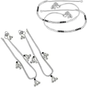 Heer Collection Traditional Trendy Jewellery All Occassions Anklets Payal Pair for Women/Girls Alloy Anklet (Pack of 4)(Combo Payal-107&125-(1PairEach))