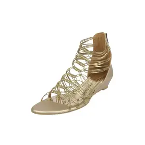 Metro Women Gold Fashion Gladiator Sandal UK/4 EU/37 (782)