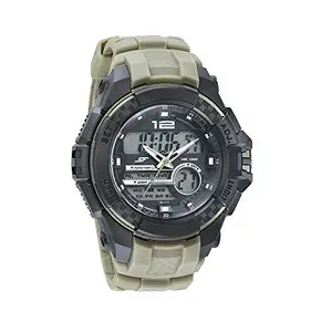 SF Quartz Analog Digital Black Dial PU Strap Watch for Men-NR77027PP06