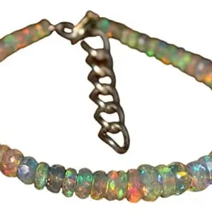 AAA+ Exclusive Ethiopian Opal Rondelle Faceted Gemstone Bracelets Best For Unisex