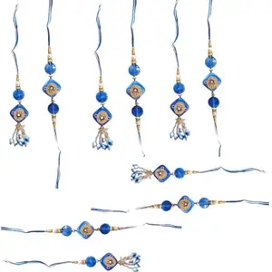 SWEKSHA CREATIONS Premium EVIL EYE Couple Rakhi Set for Bhaiya Bhabhi Designer Rakhis Combo for Raksha Bandhan (5 PAIR)