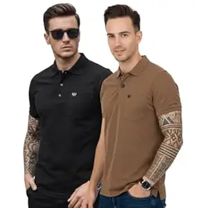 Basic Things Men Tshirt Combo, Collar with Pocket, Combo T Shirt for Men, Collar Polo T Shirt, Cotton Blend (Pack of 2)