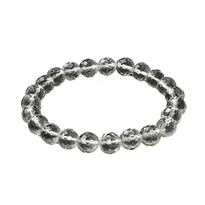 Atyahara Clear Quartz Bracelet - 8mm Faceted Gemstone Beads - Sparkling Stretchable, Adjustable Band - Elegant Healing Jewelry for Men & Women