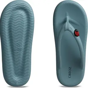 CREOZ THE BOUNCE Women Ortho Slippers | Soft Comfortable and Stylish flip Flop Slippers for Women in exciting Colors |Lightweight | Anti Skid | Daily Use Chappal Blue
