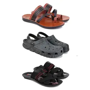 DRACKFOOT Men's Sandals | Lightweight Wear| Stylish & Easy to Wear For Men's GR-SAN-(3-COMBO)-3151-3056-3128-6