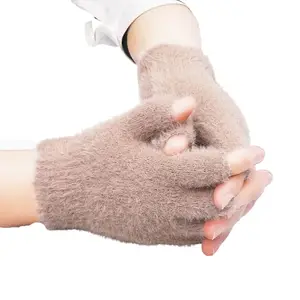 Fashionio�Women/Ladies/Girl's (Fingure Cut) Soft & Cozy Premium Winter Warm Hand Gloves Beige Color fit for 12 Years & Above - Pack of 1 Pair