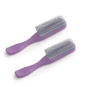 Homestic Hair Brush | Bristles Brush | Hair Brush with Paddle | Brush for Curly wavy Hairs | Suitable For All Hair Types | Hair Brush Styling Hair | 2 Piece | C19P.. | Purple