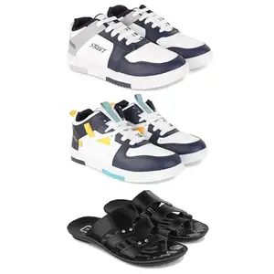 DRACKFOOT Men's Stylish Casual Shoes | Comfortable & Trendy Daily WearPremium Casual Shoes for MenGR-(3-Combo)-1075-1074-3126-9 Multicolor