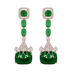 Teejh Zircaa Rosegold and Green Earrings