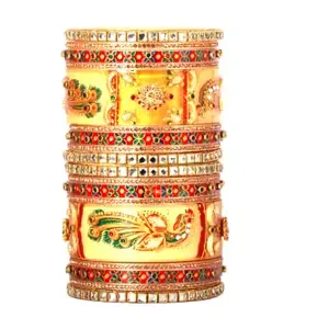 IMPREXIS STORE Kundan Red Bangles Rajasthani Rajwadi Set for Women And Girls for Any Occasion (2.8)