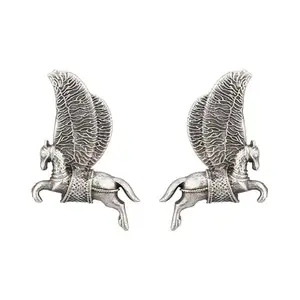 Efulgenz Oxidized Flying Running Horse Dangle Earrings Set