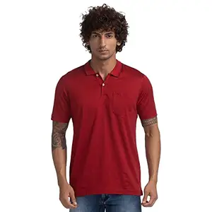 Park Avenue Men's Half Sleeve Slim Fit Fancy Red Formal T-Shirt