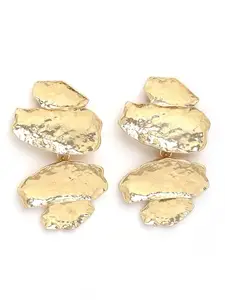 Karatcart Gold Plated Hammered Texture Statement Earrings for Women