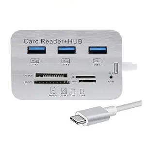 SARVOTELEWEB Memory Card Reader Combo All in one Memory Card Reader | USB 3.0 SD/MMC/M2 SD/TF Card Reader Adapters for MacBook, Pc, Laptop (White-Silver, ‎ 8 x 6 x 3cm)
