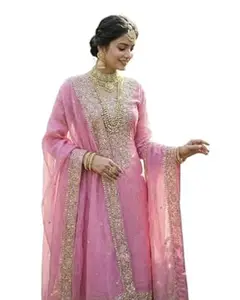 JIYA'S Collection Women Eid Special Fendy Silk Embroidered Kurta Palazzo Set with Dupatta