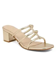 Valiosaa Women's Gold Party Heels Size-38 || 1840