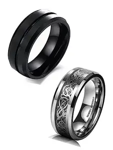 MEENAZ Rings for Men Combo Boys Boyfriend gents friends Blue Ring for Boys 2 Dragon Black Chain Stainless Steel finger Rings Stylish Birthday Gift Anniversary Husband Valentine Gifts Fashion 229_19