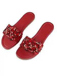 WalkTrendy Womens Synthetic Red Flats - 7 UK (Wtwf275_Red_40)