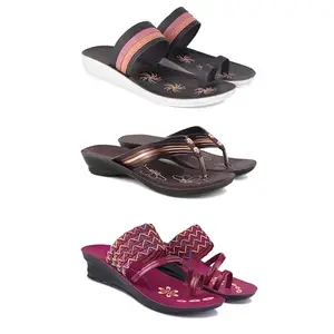 Women's Sandals | Lightweight Wear| Stylish & Easy to Wear For Women'S PCV-SAN-(COMBO-3)-1992-1955-1949-5