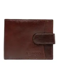 TEAKWOOD LEATHERS Men's Solid Dark Brown Leather Bi-Fold Wallet with Snap Button Closure | T_WLT_CLE207_DB