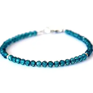 RRJEWELZ Blue Topaz Bracelet for Men & Women – 4mm Round Faceted Blue Beads – 7 inch with Silver Plated Clasp – Healing, Fashion, Gift, Spiritual, Yoga|LCBR_RR_01683