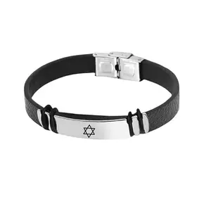 Shiv Jagdamba Mens ID Beads | Stainless Steel Leather Bracelet | Devid Star | Husband |Brother|Boyfriend |Son| Grandpa ShivBr2024200