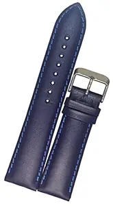 SURU® 22mm Plain Padded Ogive Tip Leather Watch Strap / Watch Band for Men Women (Colour - Blue / Width Size -22mm) T162