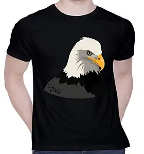 CreativiT Graphic Printed T-Shirt for Unisex Eagle Tshirt | Casual Half Sleeve Round Neck T-Shirt | 100% Cotton | D00800-27_Black_XX-Large