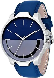 Purna Fashion Casual Analogue Blue Dial Men's Leather Watch- Purna_S-79