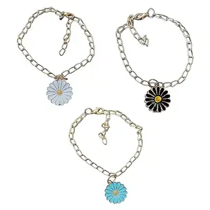 Sirani, pack of 3 elegant daisy (white, black, skyblue) bracelets set for women and girls| Gift Accessories for women and girls