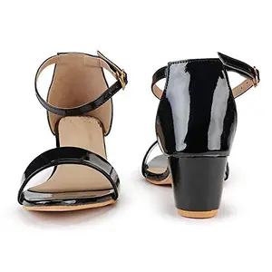 Shoe Lab Women's Black Fashion Sandals-8 UK (41 EU) (10 US) (01Blackblockheelsandal41)