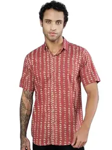 COTLAND Fashions Jaipuri Cotton Printed Half Sleeves Classic Collar Shirt for Men