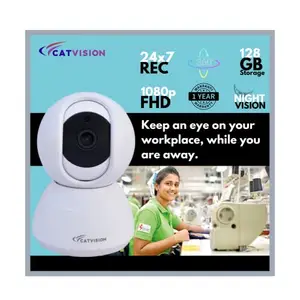 CATVISION Smart WiFi Camera | 24X7 Continuous Recording | 2-Way Talk | Motion Detection | Object Tracking | 1080p HD | Night Vision | 360°/90° | Made in India price in India.