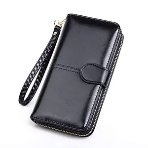 SYGA PU Leather Hand Grip Wallet for Women, Black