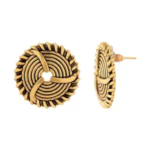 Voylla Woven Wonders Swirled Stud Earrings For Women|Women Studs Earrings|Gift For Women|Chic|Summer|Giift For Sister|Korean|Work Wear|Travel|Vacation|Rakshabandhan Gift|